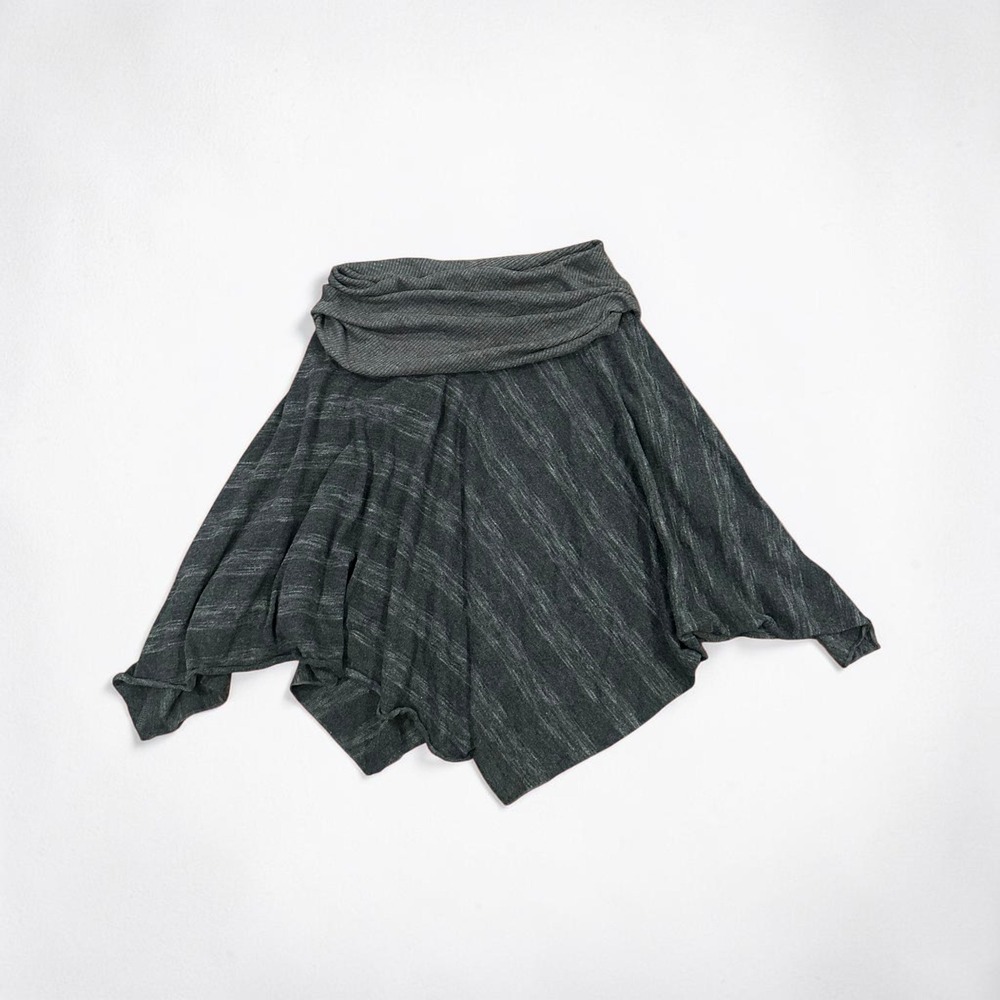 Sam & Max Charcoal Grey Marled Knit Handkerchief Hem Skirt Fold Over Waistband